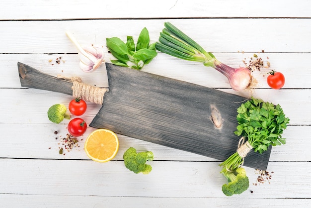 Fresh ingredients on wooden board