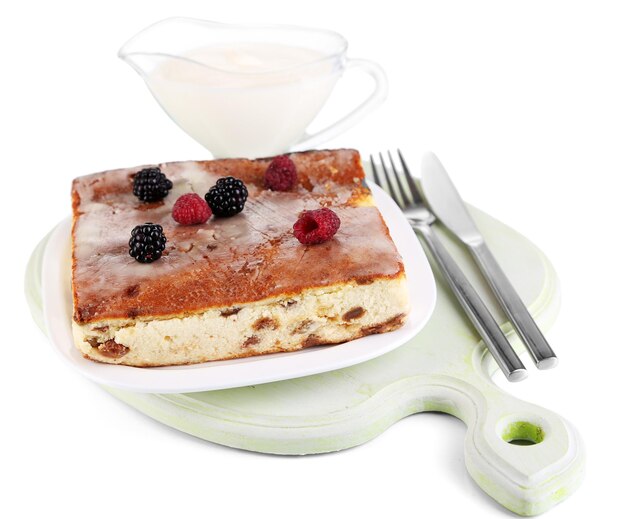 Baked dessert on plate